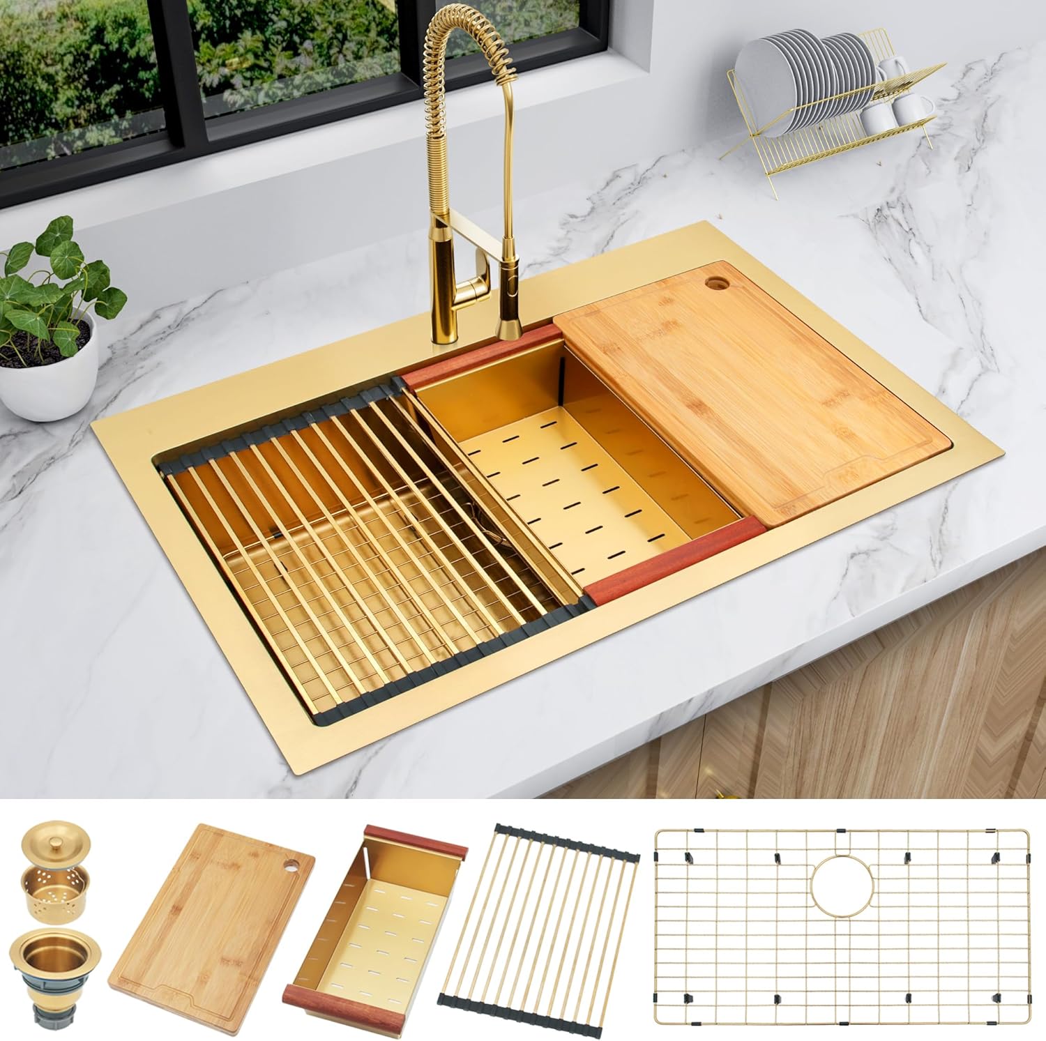 Modern Undermount Gold Sink for Kitchens