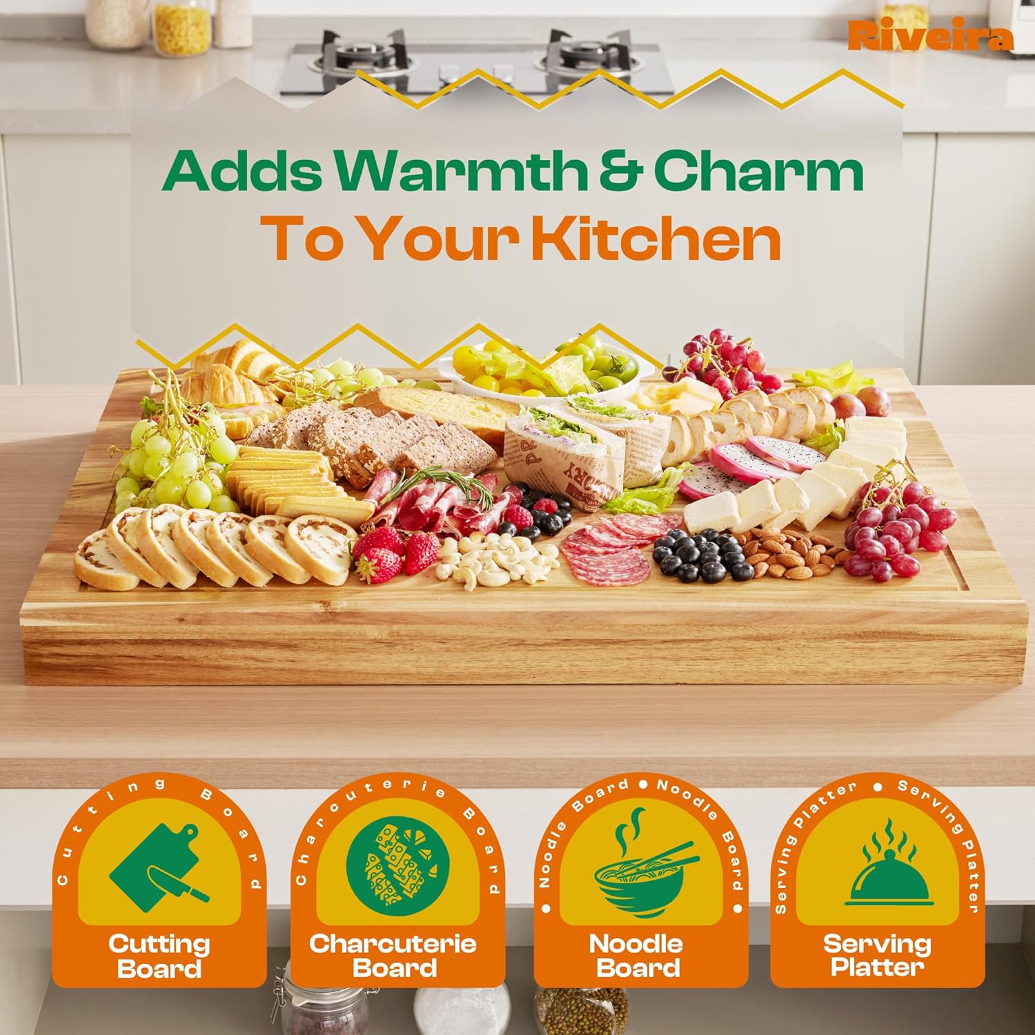 Natural Acacia Stove Cover for Gas Electric