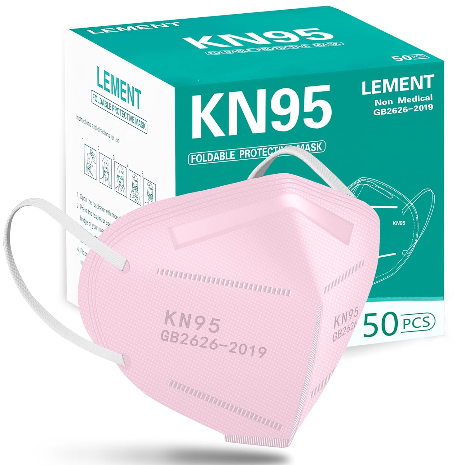 LEMENT 50pcs KN95 Face Masks Filter