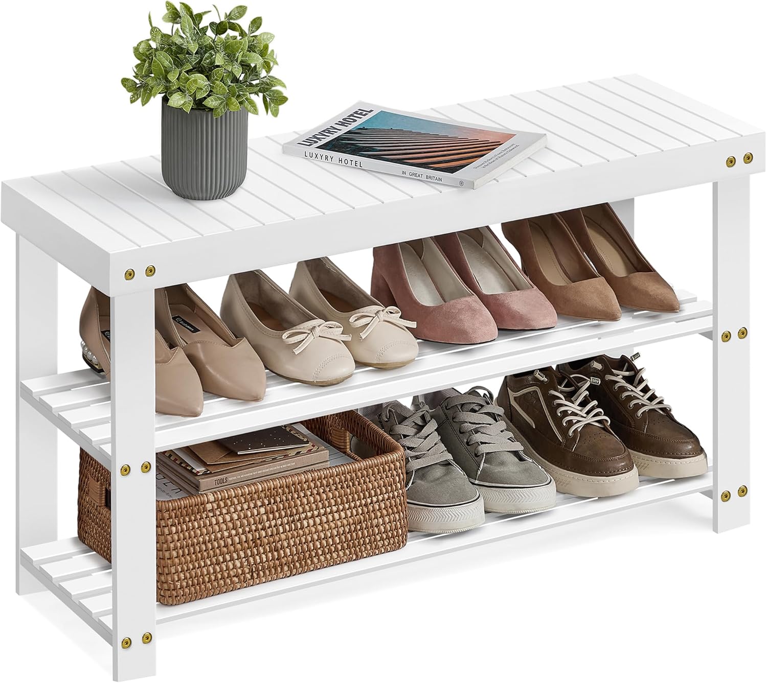 SONGMICS Shoe Rack Bench for Home
