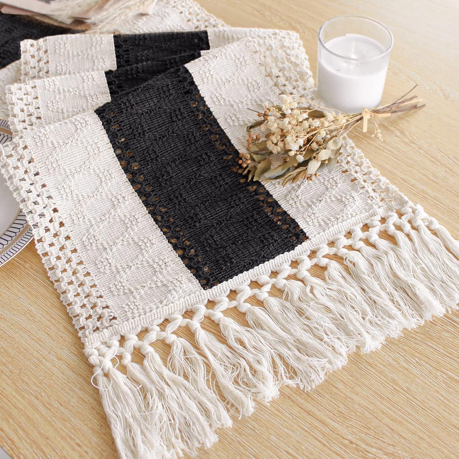 FEXIA Boho Table Runner for Thanksgiving Fall Christmas