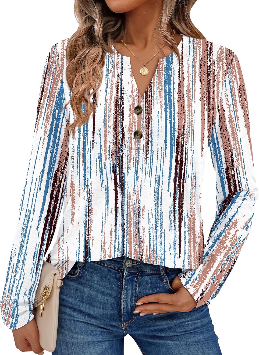 AUTOMET Women’s Long Sleeve Henley Tops Fall
