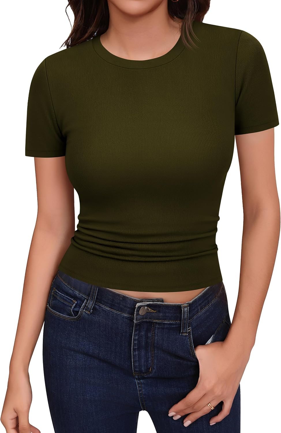 Missufe Women's Crew Neck Short Outfits