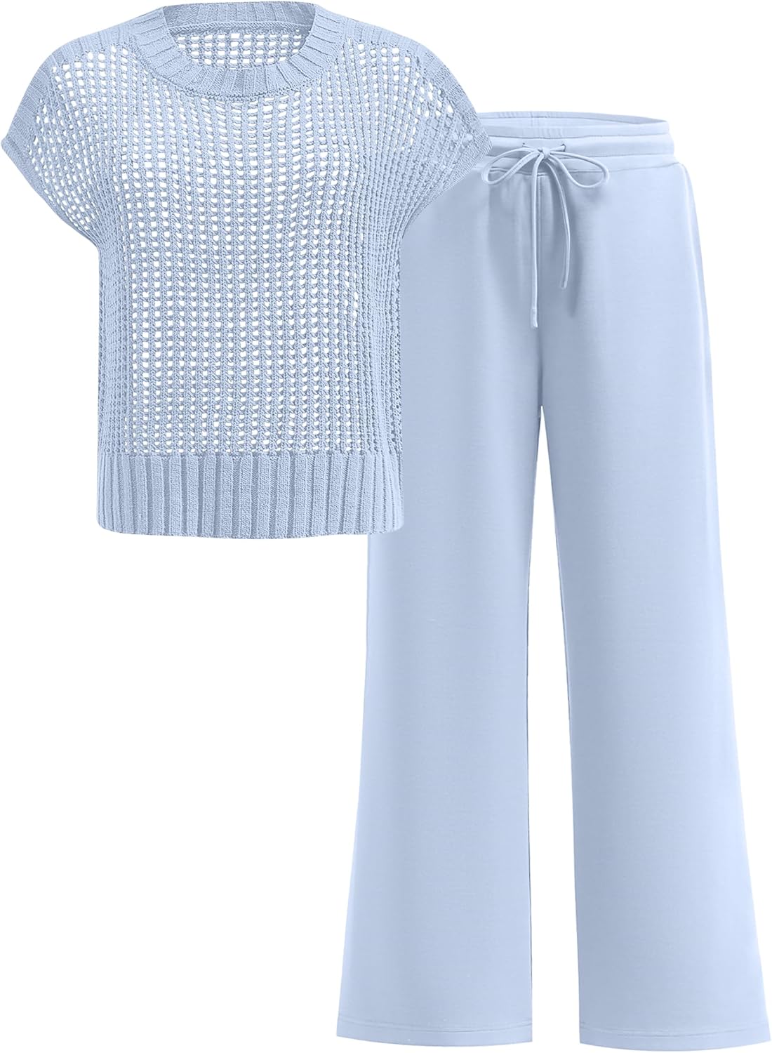 Two Piece Sheer Sweater Pants Set