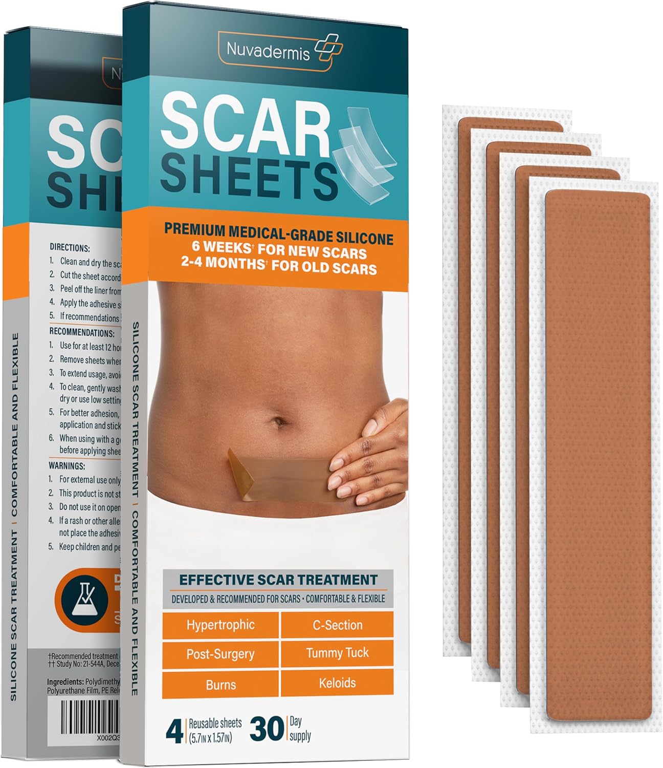 NUVADERMIS Silicone Scar Tape for Surgical Scars
