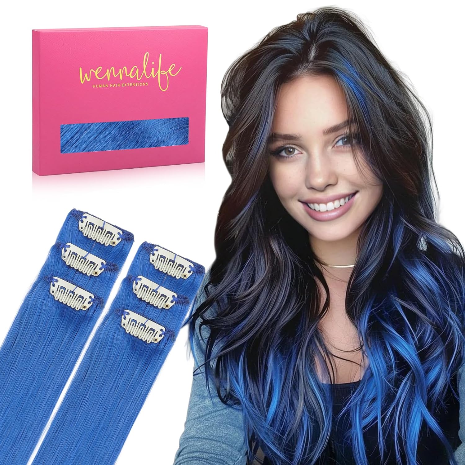 WENNALIFE Clip in Hair Extensions Real Human Hair