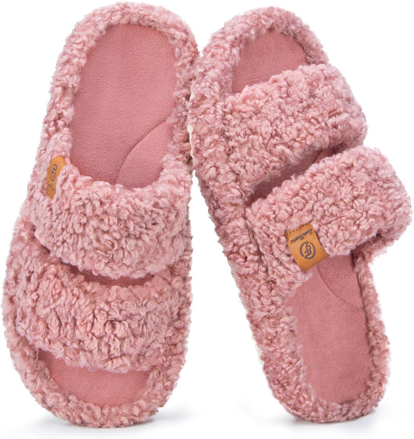 EverFoams Womens Fuzzy Open-toe Slippers
