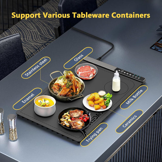 Food Warming Mat with 3-Zone Heating Mode