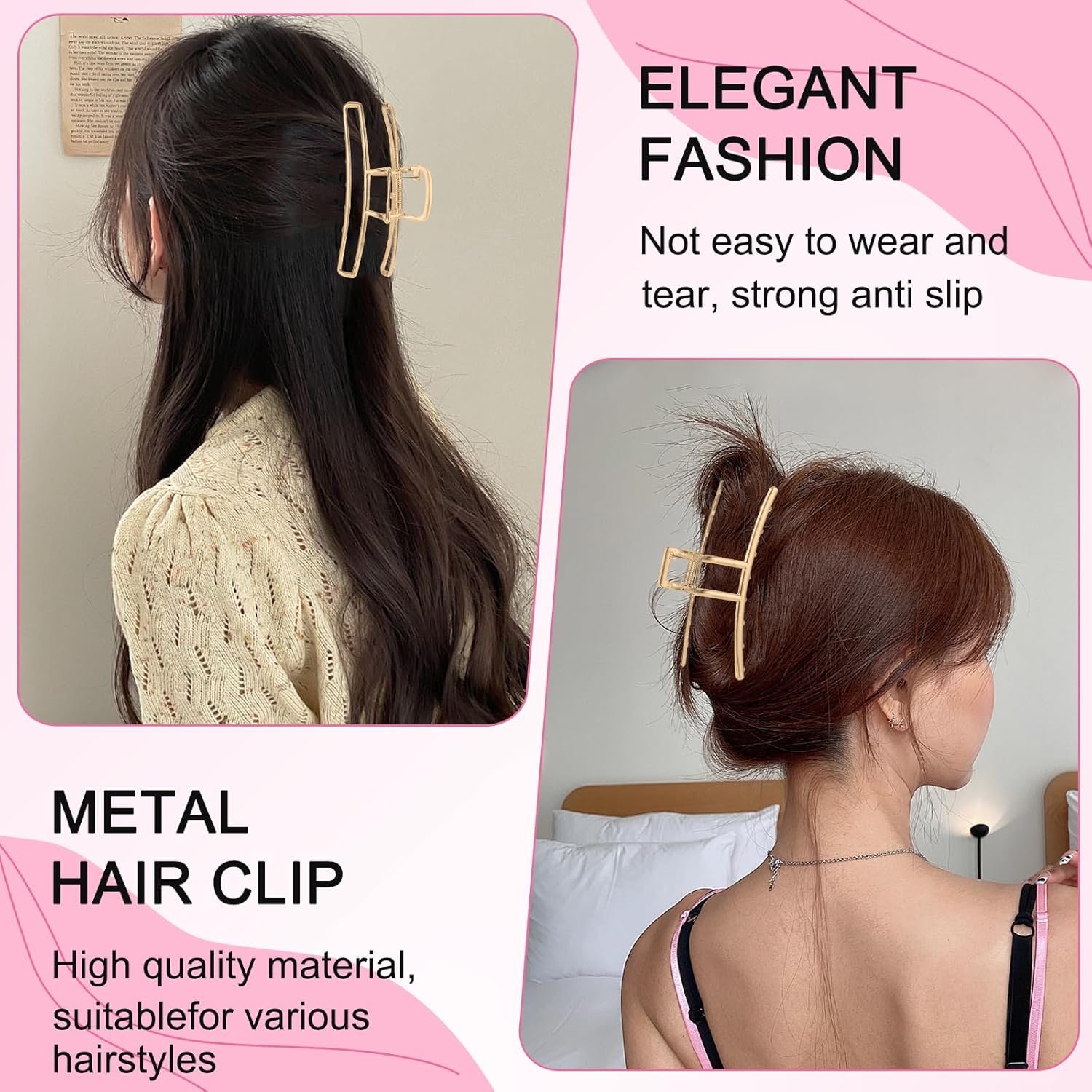 LUKACY 6 Pack Large Metal Hair Claw Clips