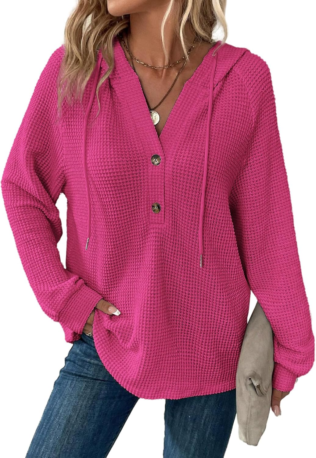 Dokotoo Hoodies for Women Waffle Knit Long Sweatshir