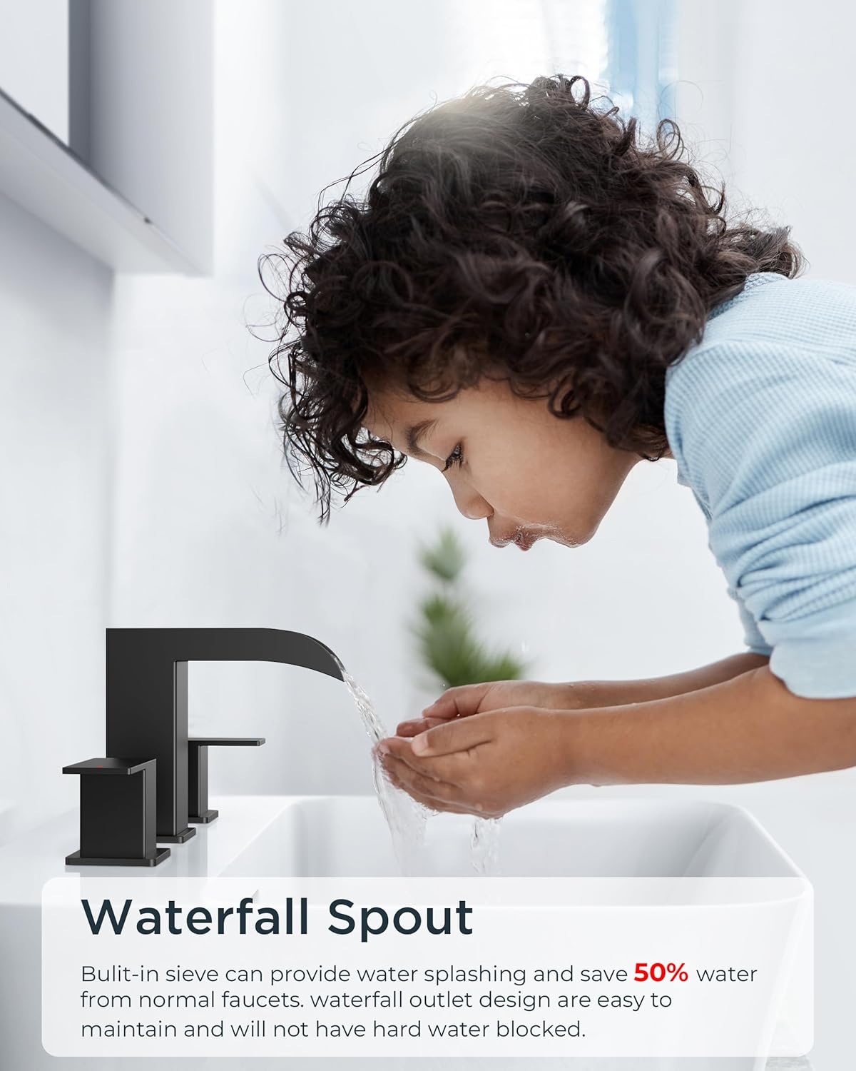 FORIOUS Square Matte Black Bathroom Faucets