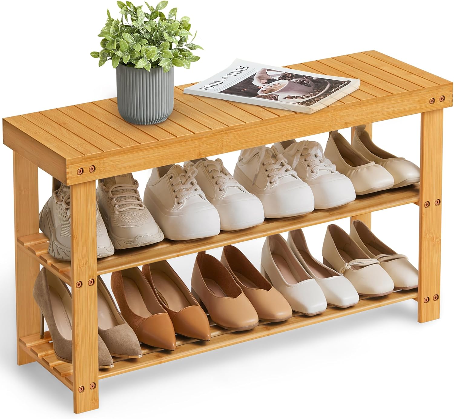 SONGMICS Shoe Rack Bench for Home