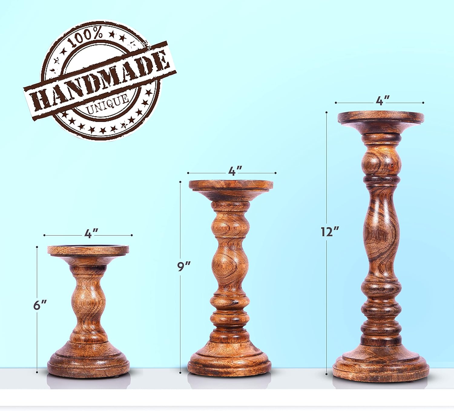 Luxe Designs Natural Wood Candle Stand