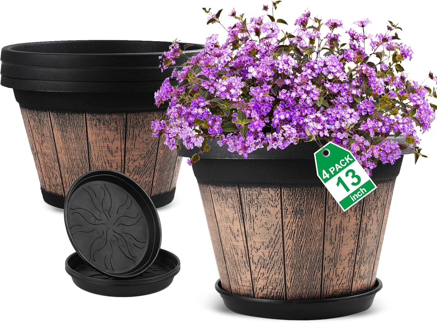 Quarut Plant Pots Whiskey Barrel Planters