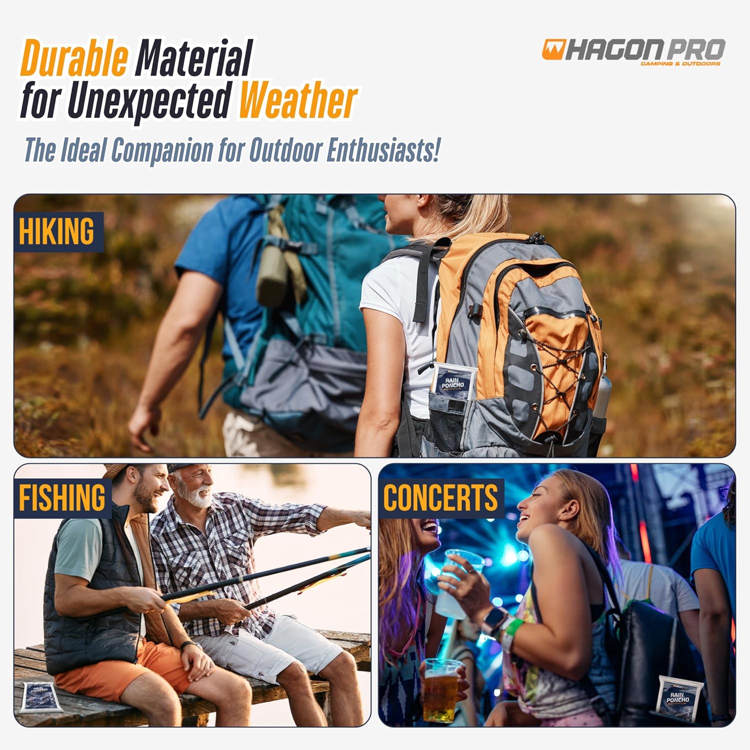 Hagon PRO Disposable Rain Ponchos for Adults