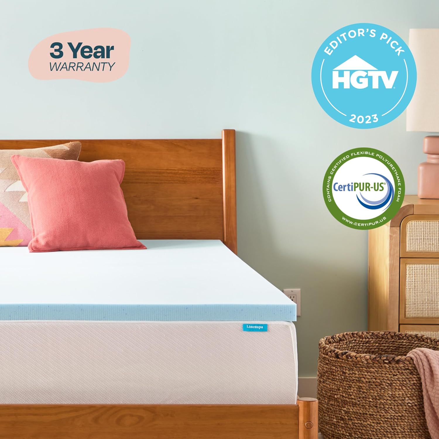 LINENSPA 2" Gel Memory Foam Mattress Topper
