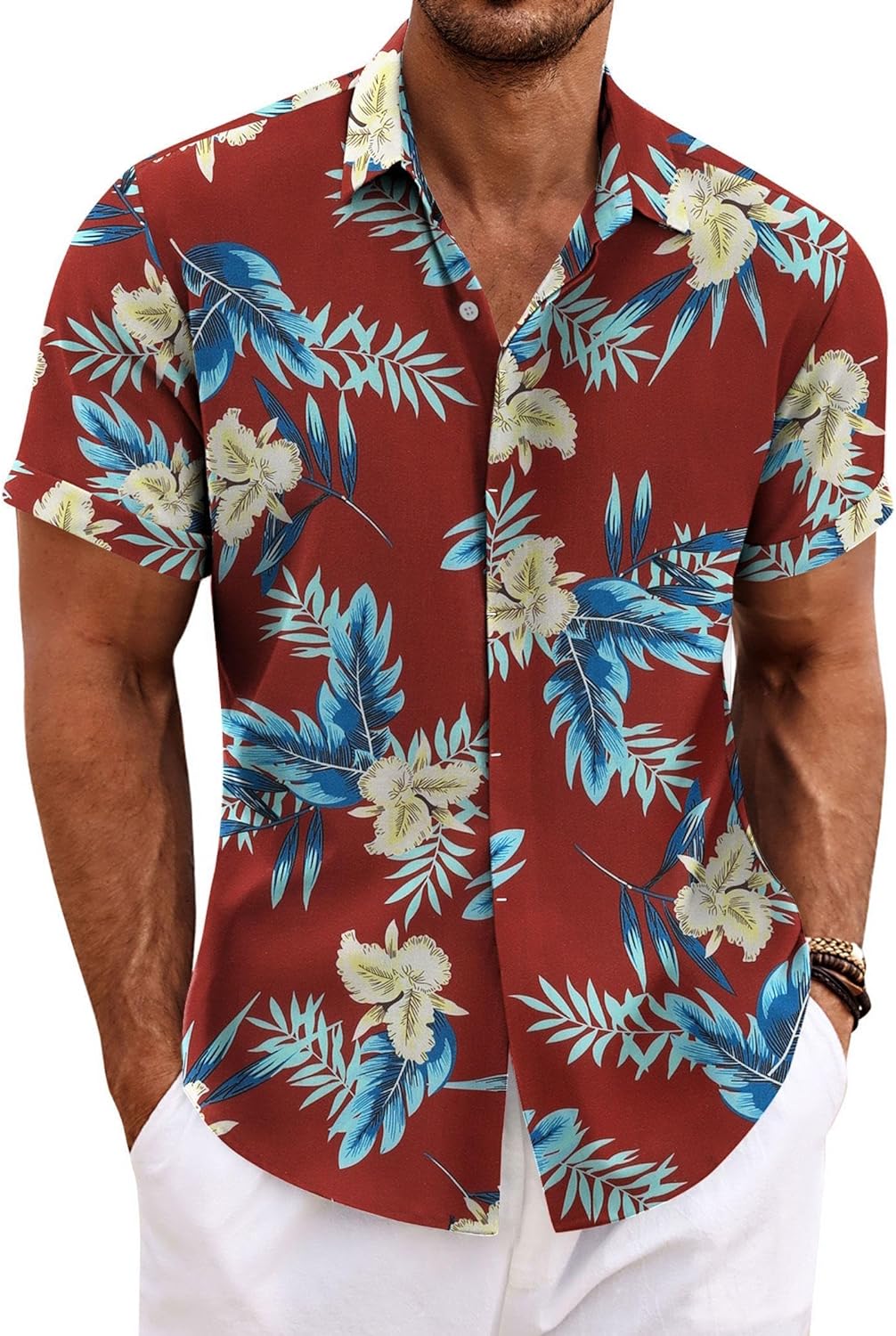 COOFANDY Men's Linen Short Sleeve Shirt