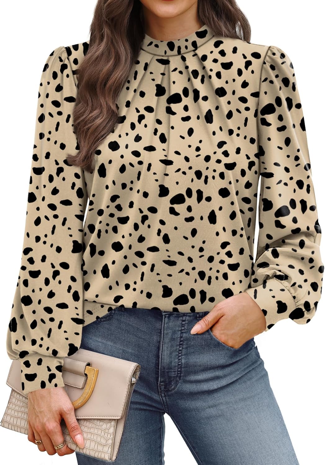 WIHOLL Women’s Mock Neck Blouse Top