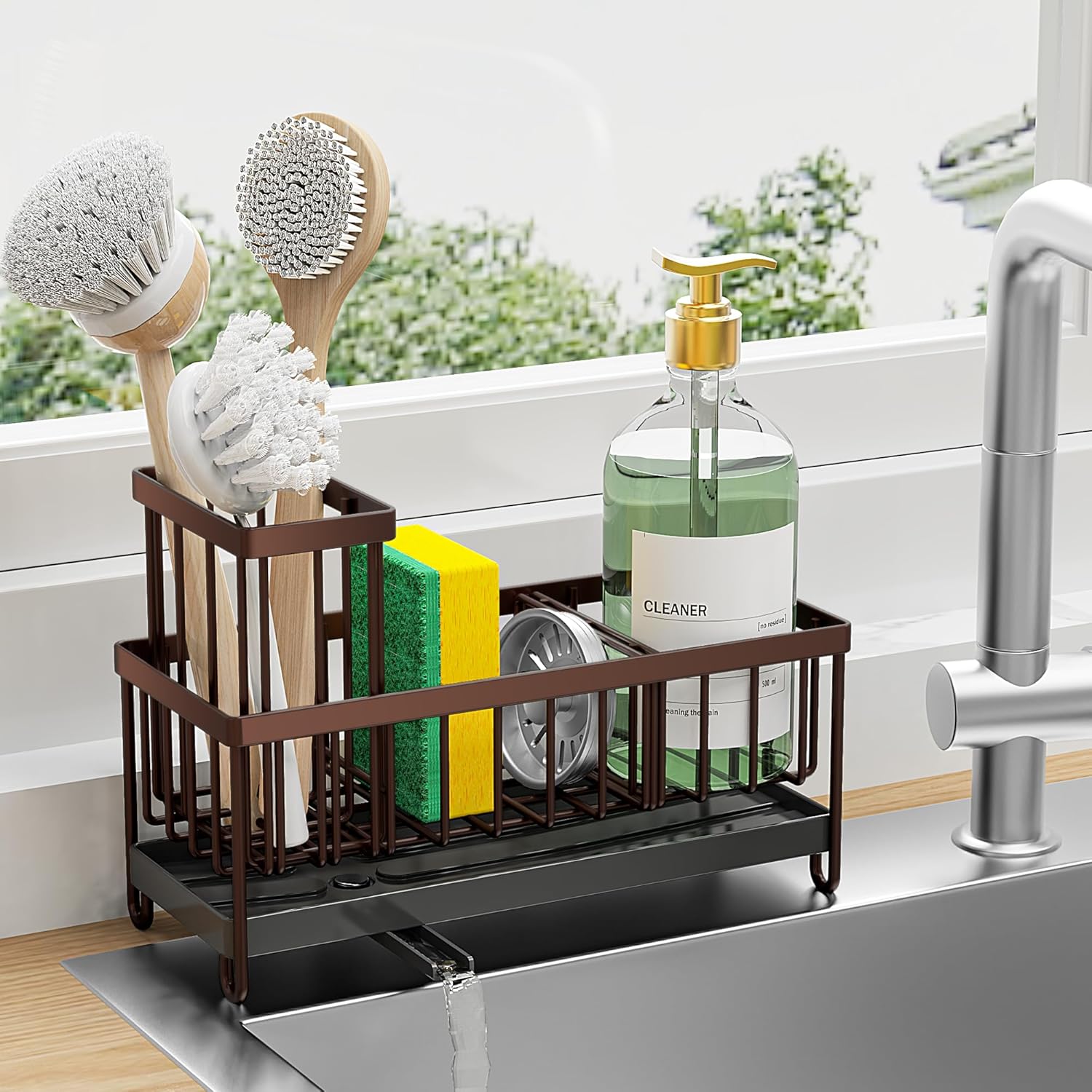 Cisily Black Sponge Holder for Kitchen Sink