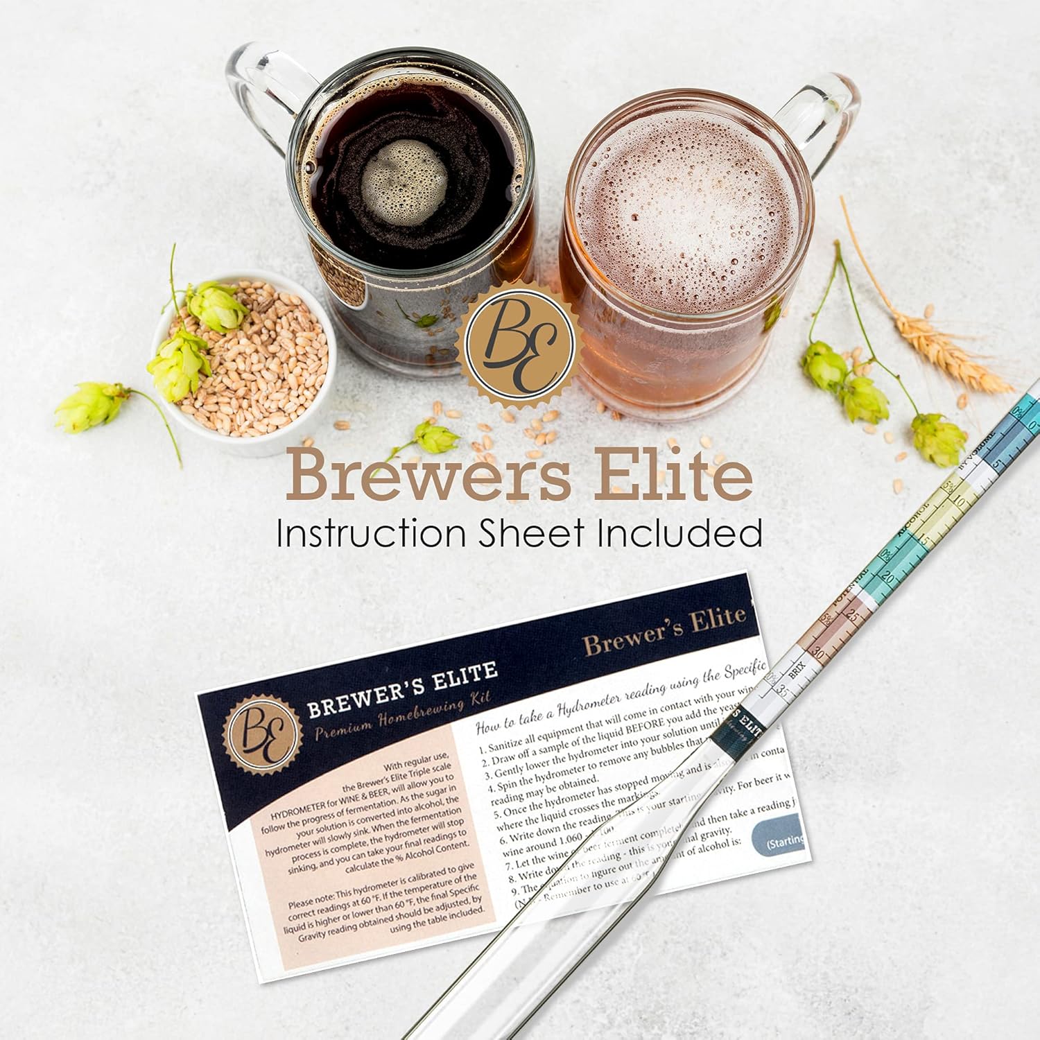 Brewer's Elite Hydrometer & Plastic Test Jar for Home