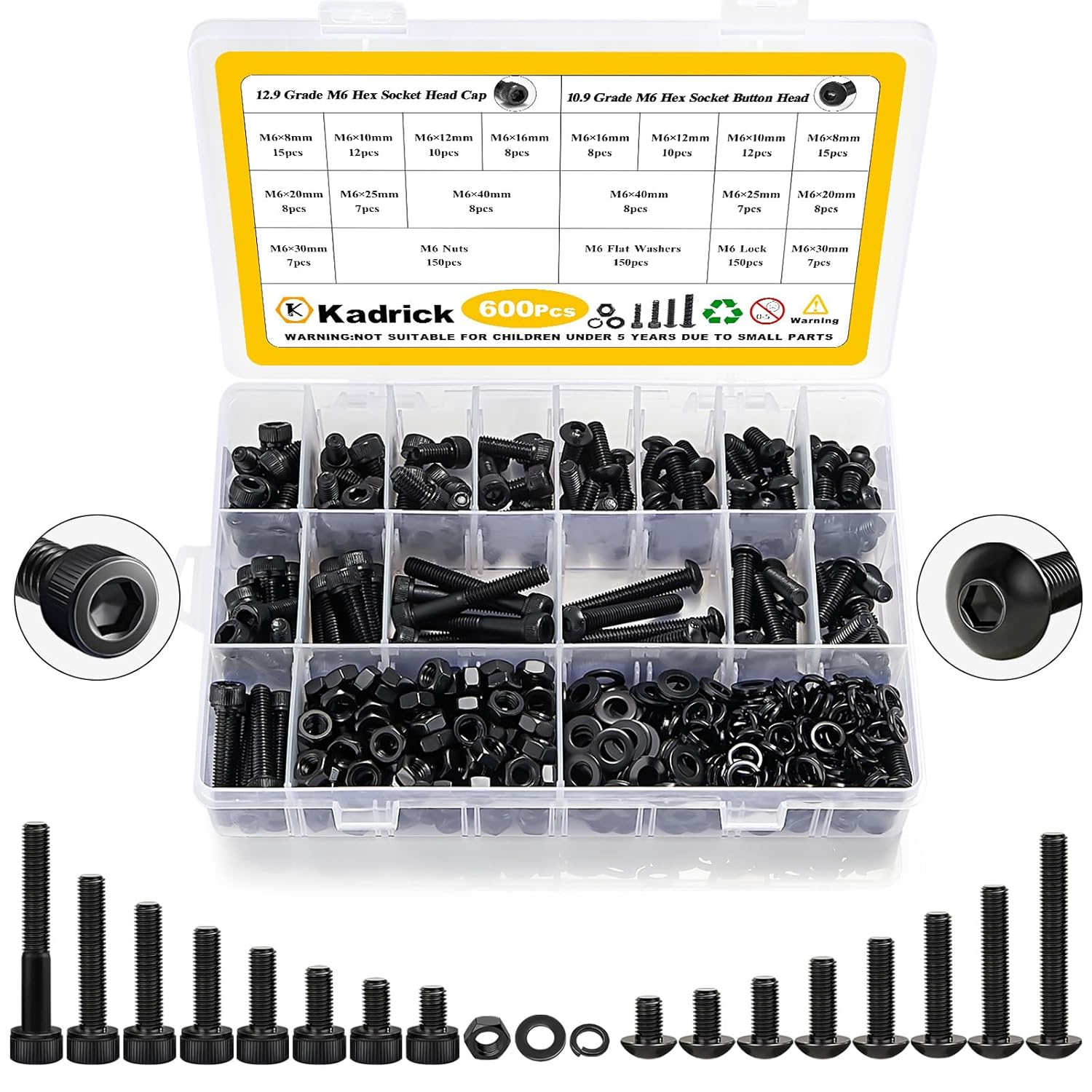 Kadrick Metric Screw Assortment 2000PCS Metric Bolt