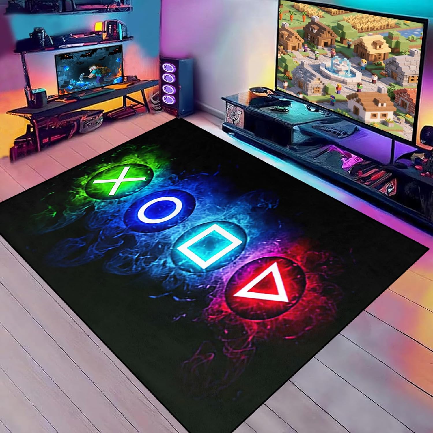Gaming Area Rugs for Boys Cool Game Style Bedroom