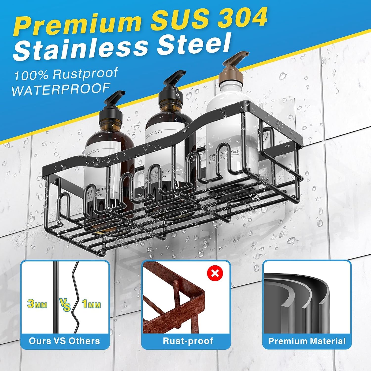 5-Pack Adhesive Shower Caddy