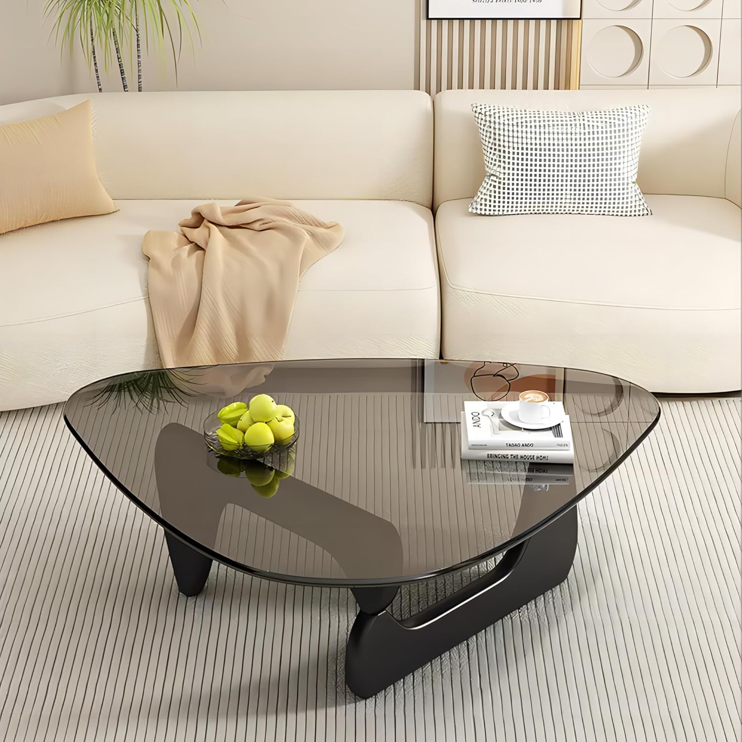 EASYSOUL Modern Glass Coffee Table for Living Room