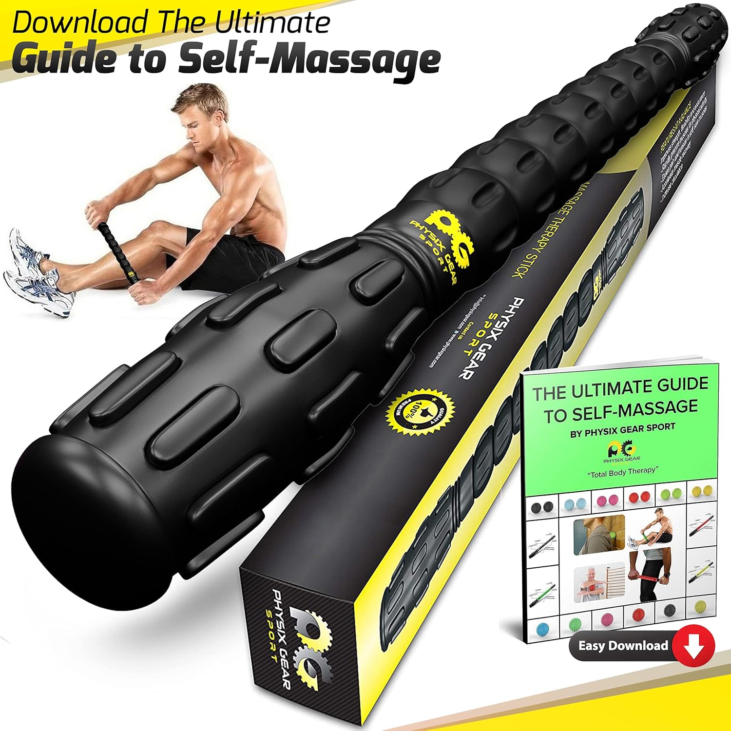 Physix Gear Roller Stick - Muscle Roller Massage Stick for Legs