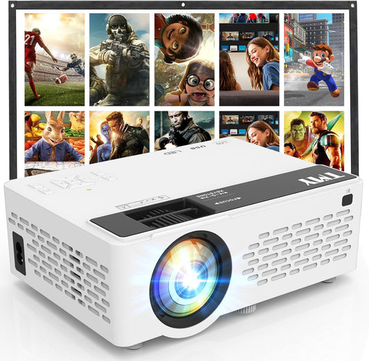 TMY Mini Bluetooth Projector – 1080P HD, Portable with Screen for Indoor/Outdoor