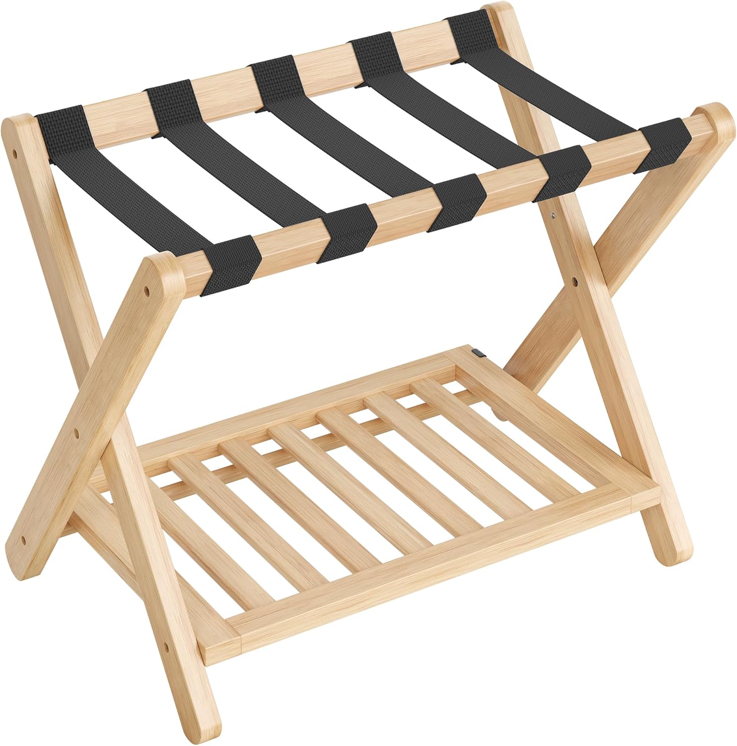SONGMICS Solid Wood Luggage Rack for Guest Room