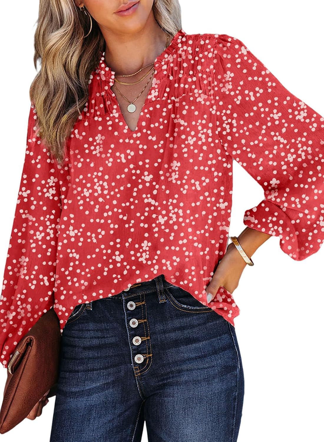 Long Sleeve Chiffon Floral Top Women
