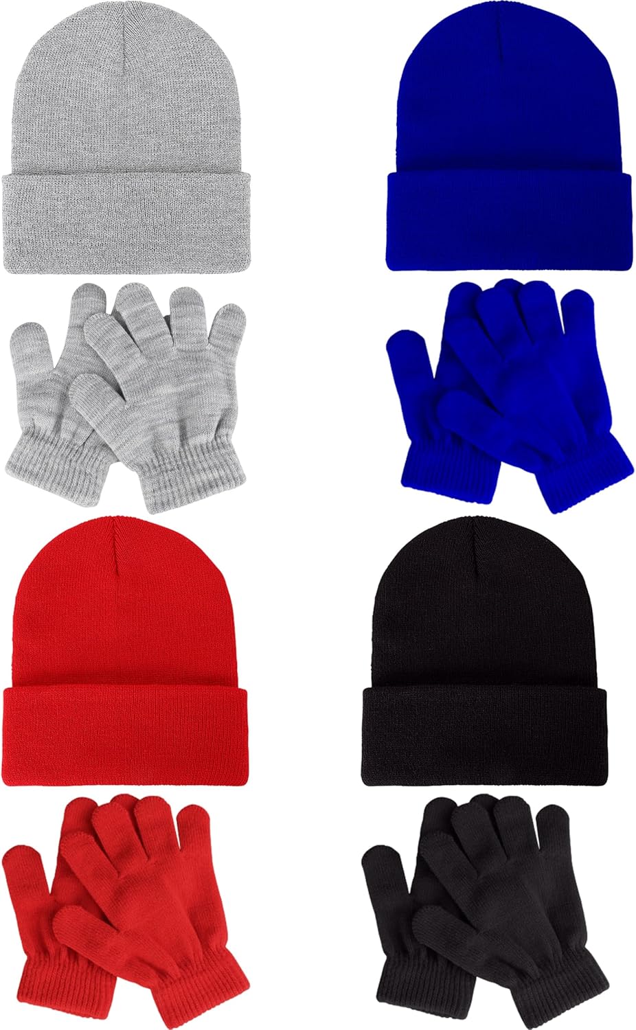 Glooarm 8 Pack Kids Beanie Hats and Gloves Set