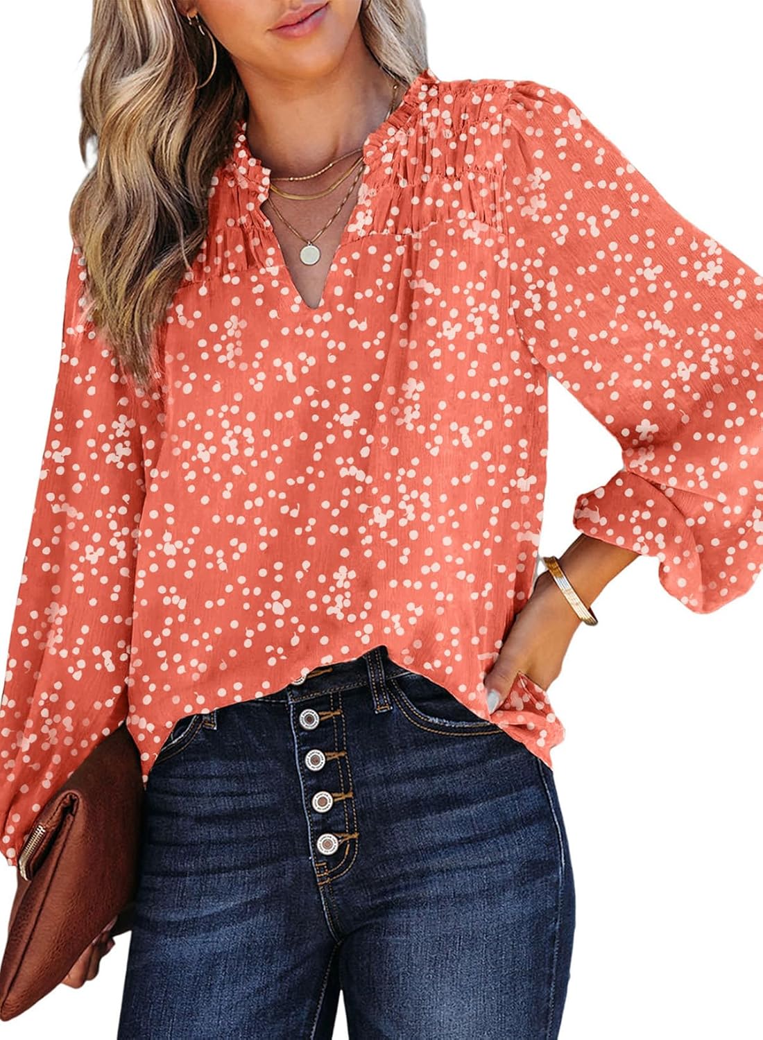Long Sleeve Chiffon Floral Top Women