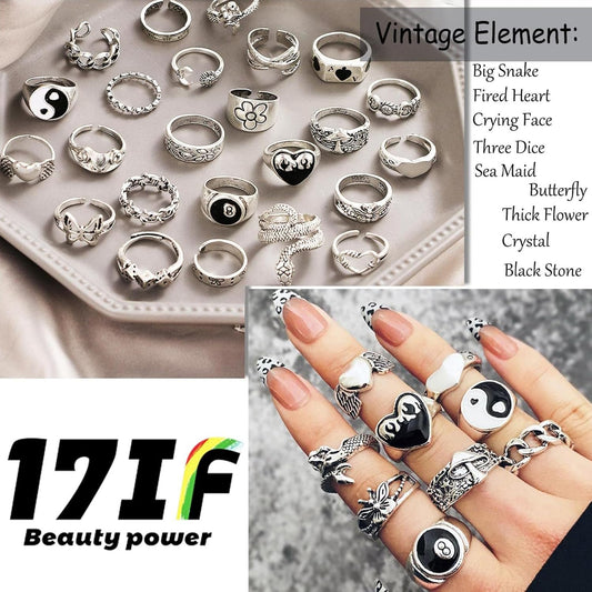 Grunge Adjustable Rings for Women Men