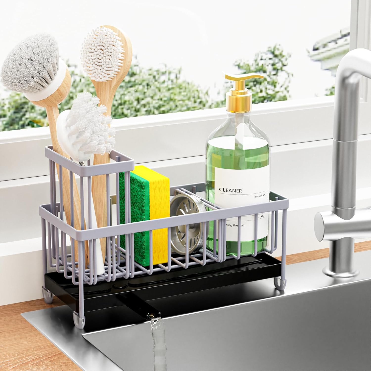 Cisily Black Sponge Holder for Kitchen Sink