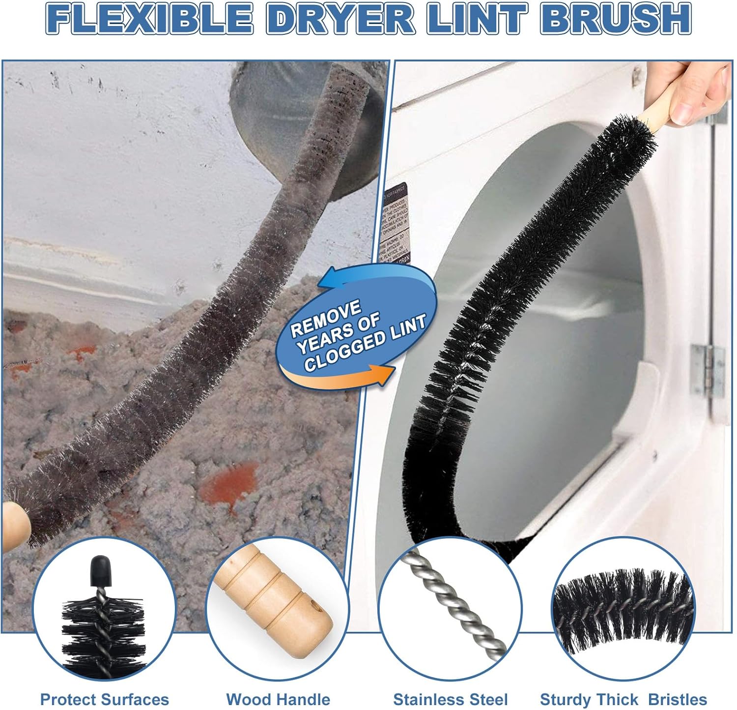 2 Pieces Dryer Vent Cleaner Kit Compatible