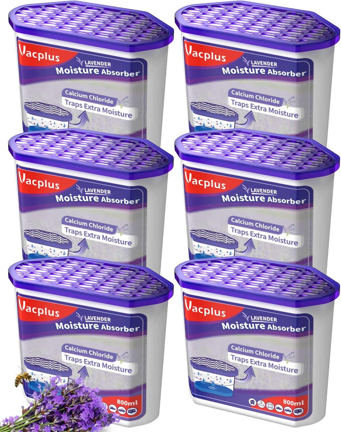Vacplus 6-Pack Moisture Absorbers for Bathroom