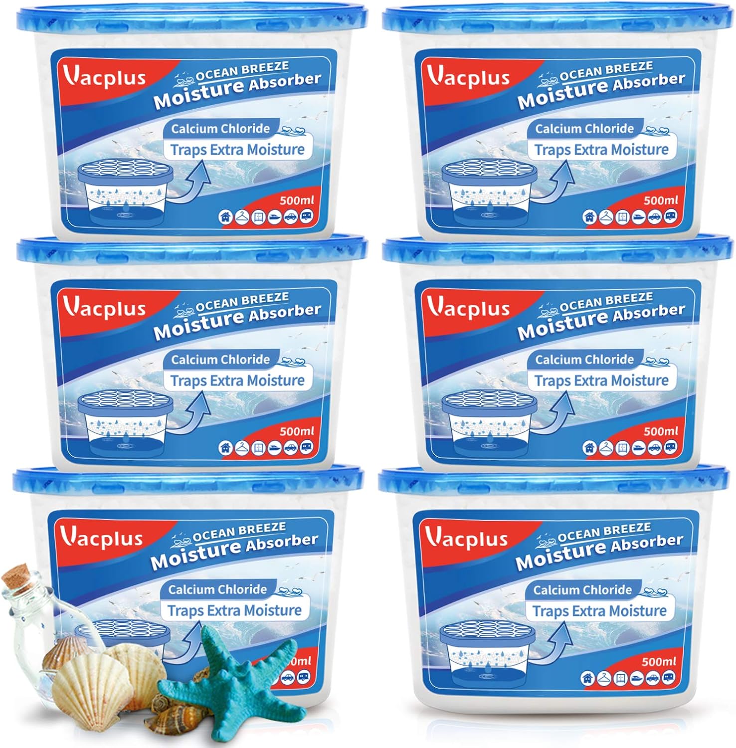 Vacplus 6-Pack Moisture Absorbers for Bathroom
