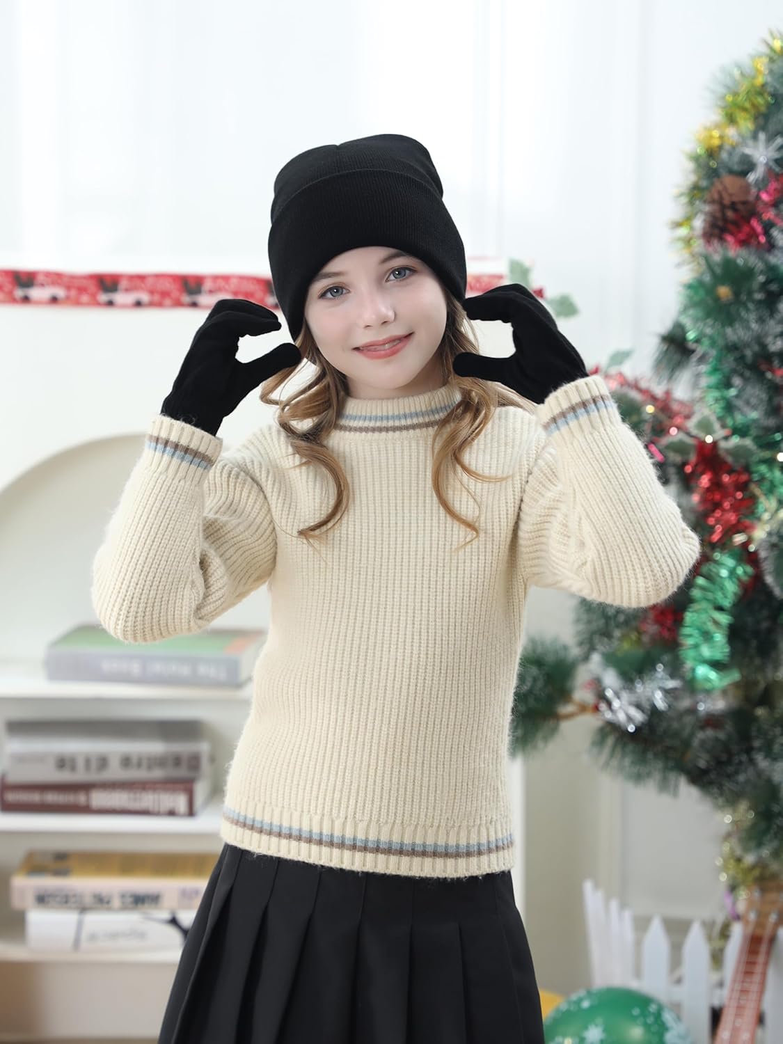 Glooarm 8 Pack Kids Beanie Hats and Gloves Set