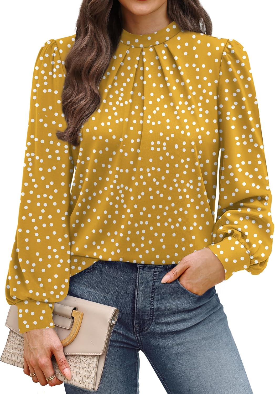 WIHOLL Women’s Mock Neck Blouse Top