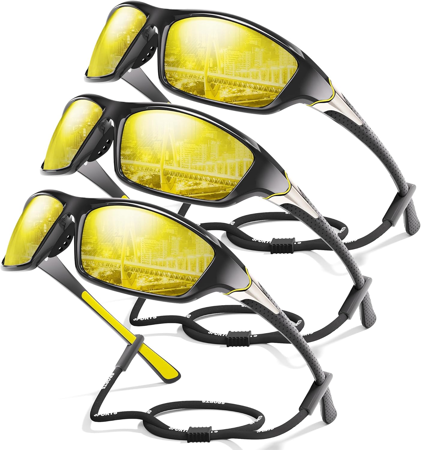 3-Pack Polarized Sports Sunglasses for Men