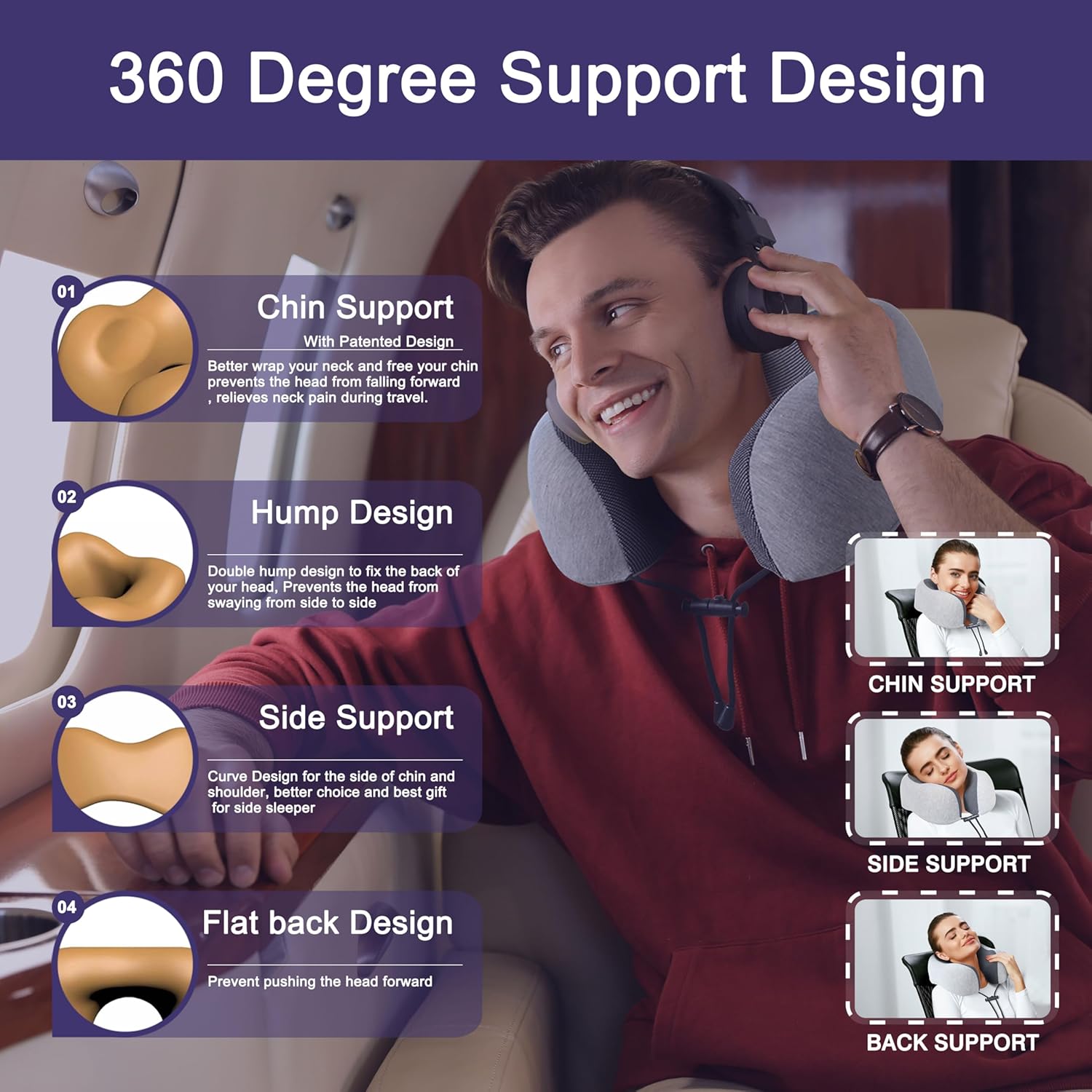 Napfun Memory Foam Travel Neck Pillow