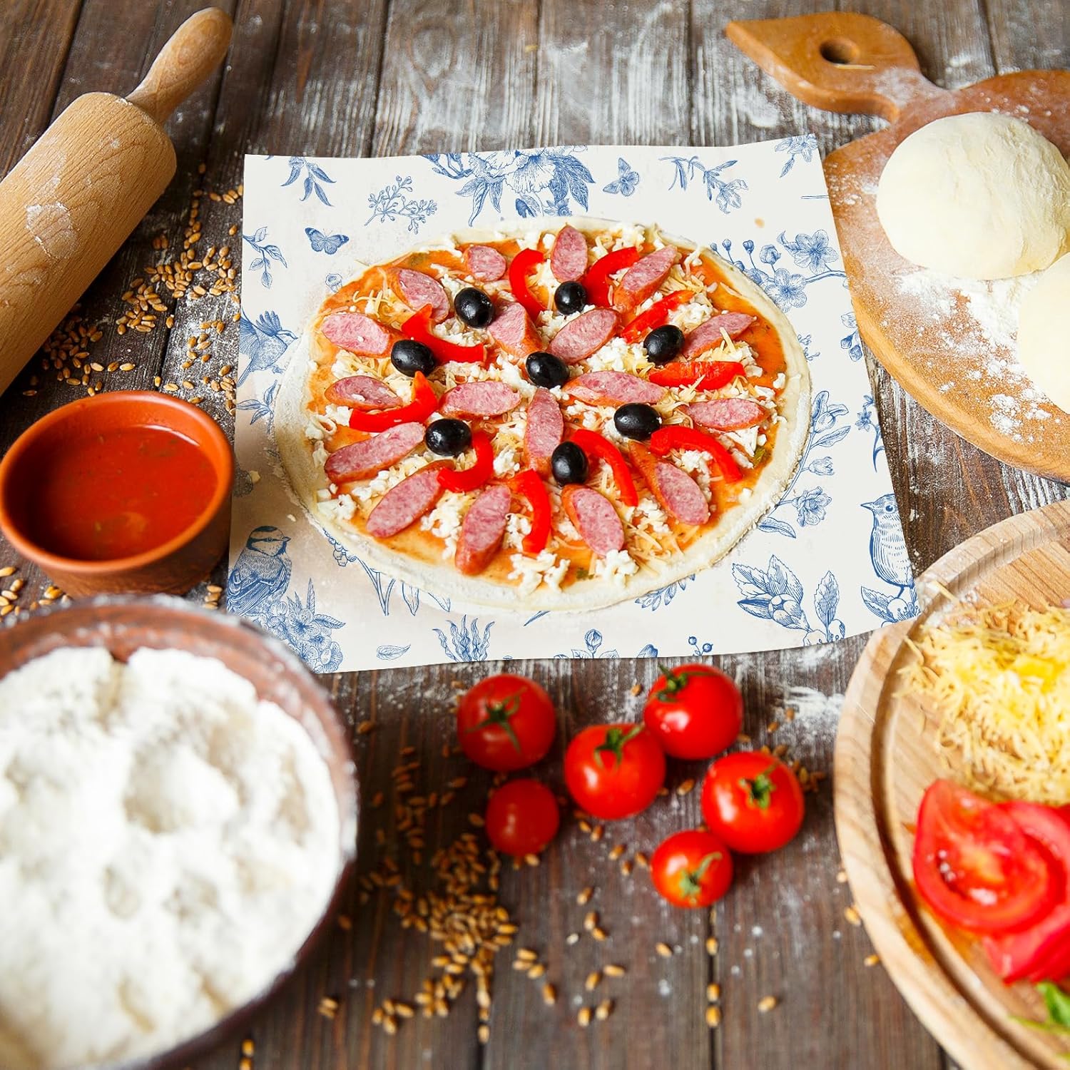 Floral Wax Paper Sheet for Food Chinoiserie