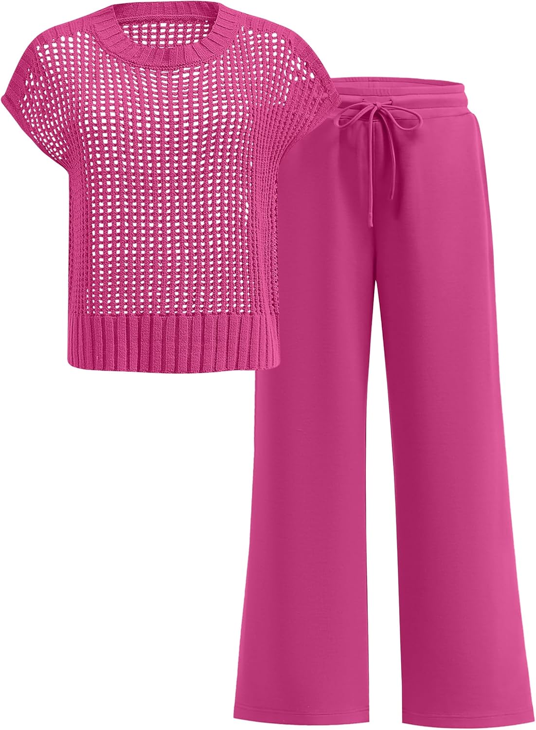 Two Piece Sheer Sweater Pants Set