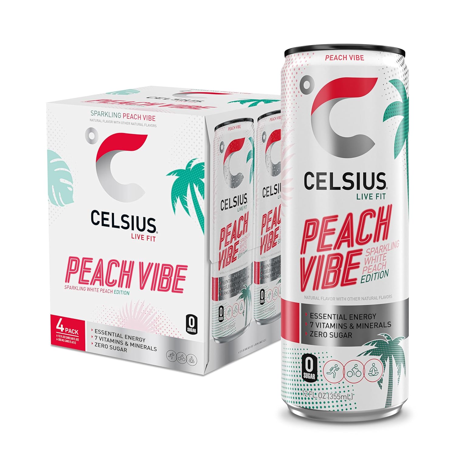 CELSIUS Sparkling Peach Vibe Energy Drink 12 pack