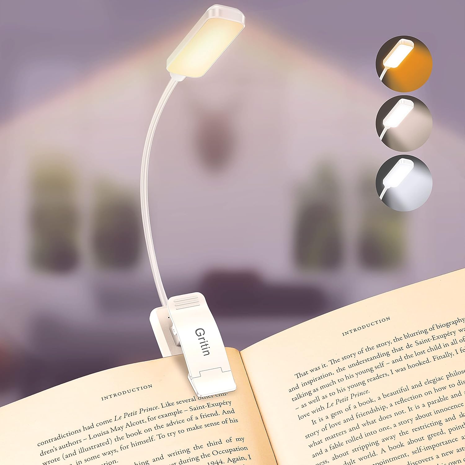 Gritin 9 LED Rechargeable Book Light for Reading in Bed