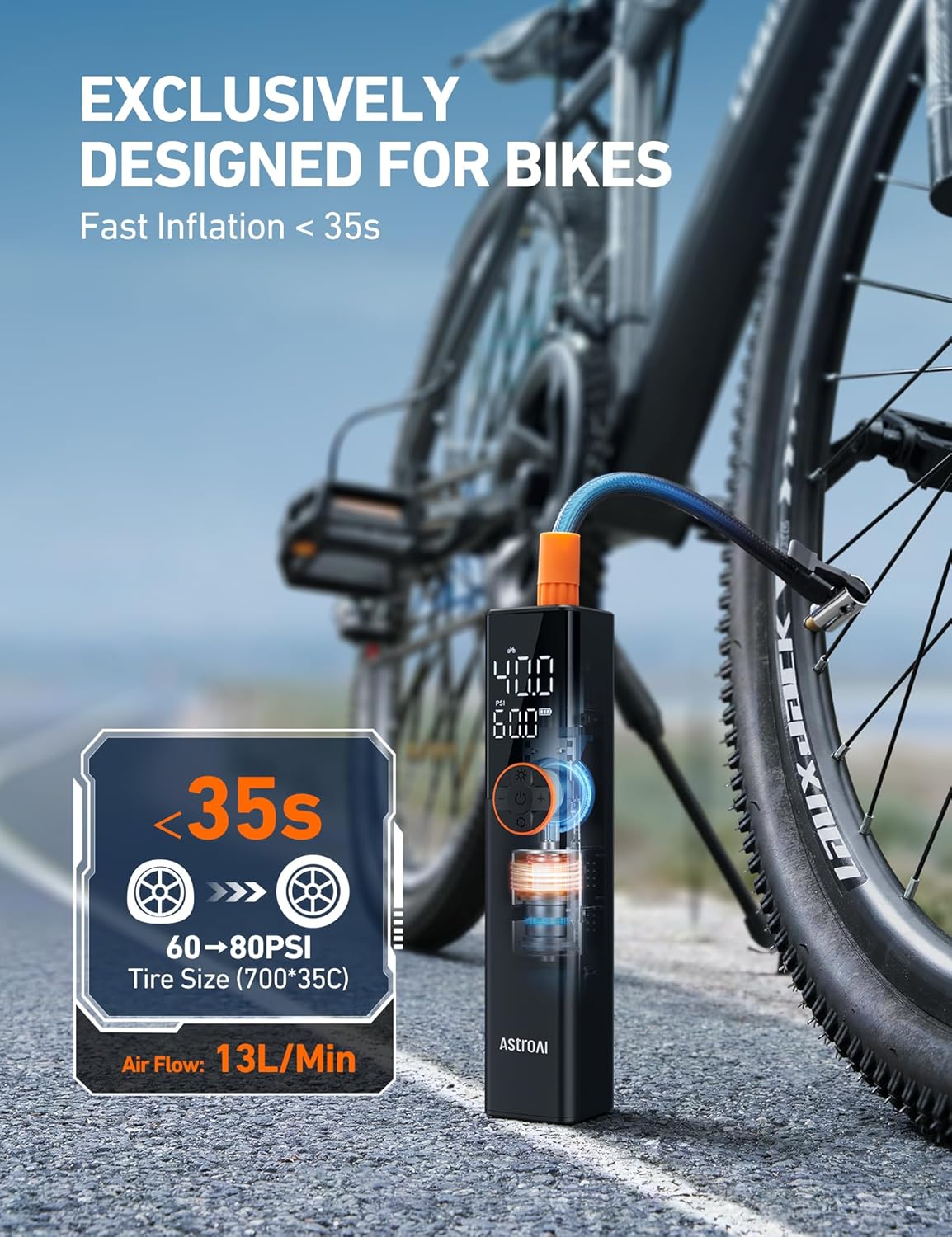 AstroAI L8 Portable Bike Pump Bicycle Tire Inflator