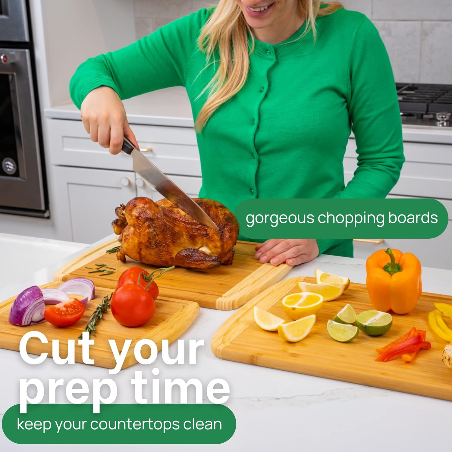 Extra Large Bamboo Cutting Board Set