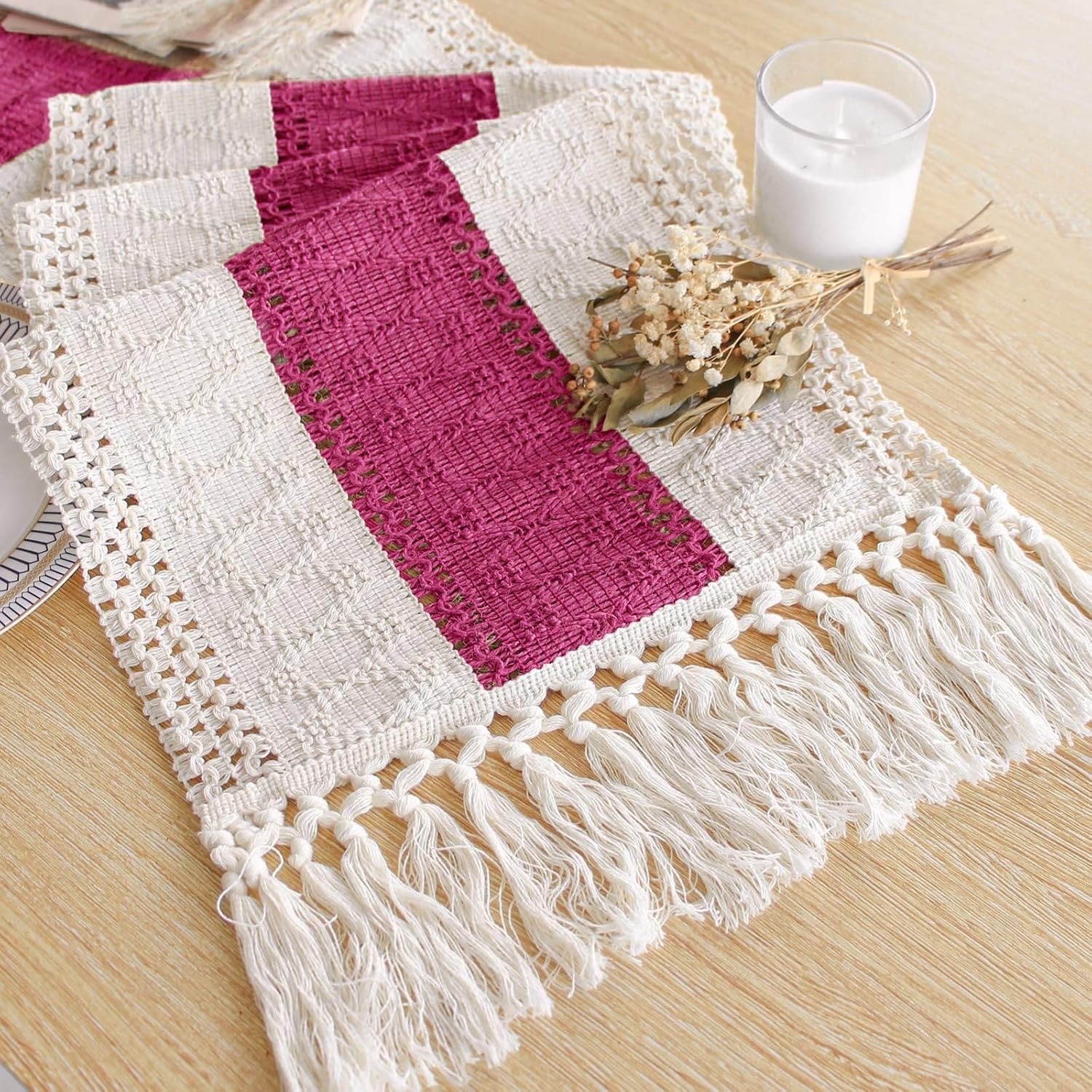 FEXIA Boho Table Runner for Thanksgiving Fall Christmas